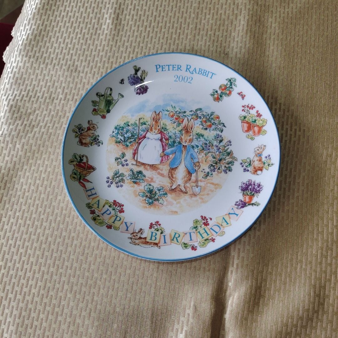 Wedgewood Peter Rabbit 2002 Happy Birthday Plate (Category: Other Kitchenware & Tableware) located in Pasig City. Submitted by novashelf (Listing ID 1307787797, Image 2). Description: Wedgewood Peter Rabbit 2002 > Happy Birthday Plate > Diameter: 21cm/8.3" > From Japan, unused but no more original box > Dishwasher unsafe > Non-microwavable NOTE: BEFORE ORDERING 1. Please carefully read the product descriptions to prevent any discomfort. Do not he