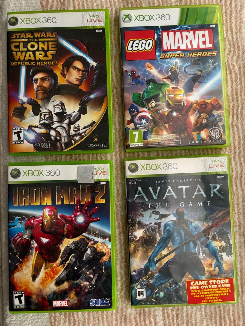 Xbox 360 Games - Star Wars, LEGO Marvel, Iron Man 2, Avatar, Video Gaming,  Video Games, Xbox on Carousell