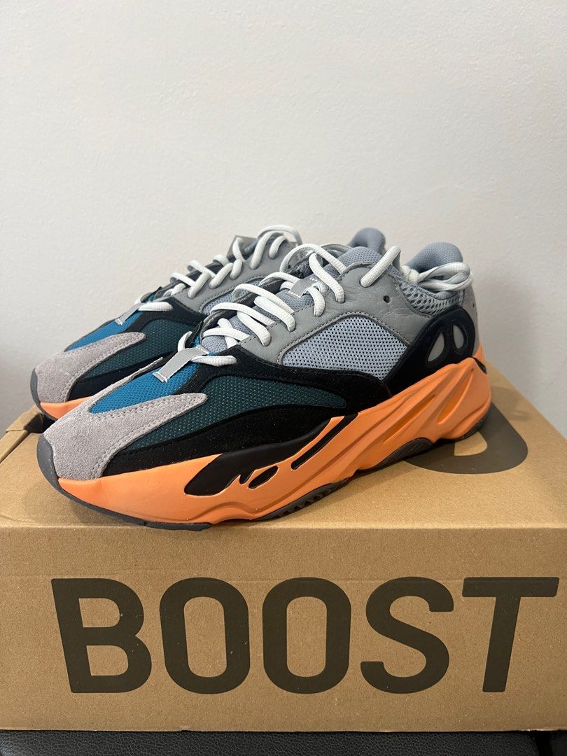 orange yeezy 700 on feet