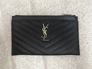 YSL pebbled leather clutch