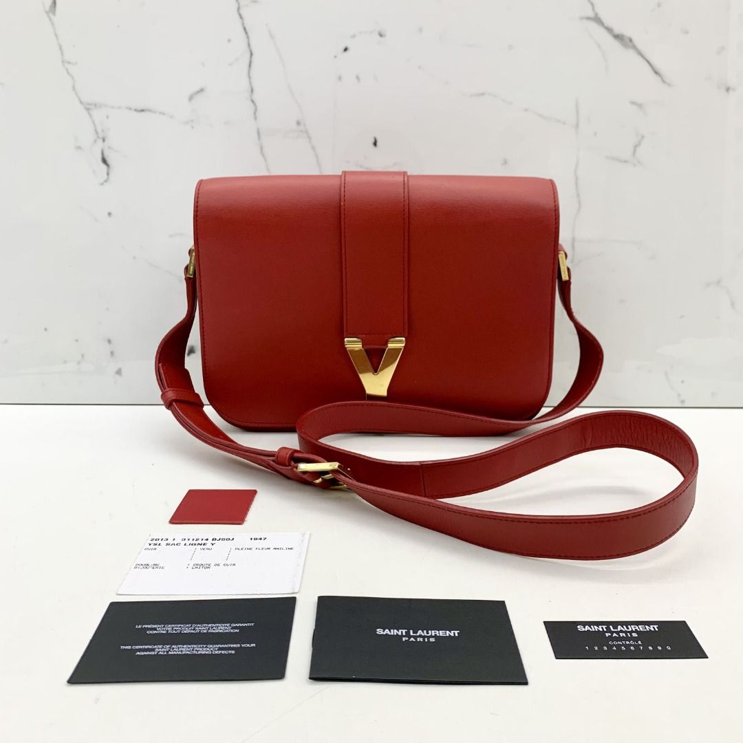 YVES SAINT LAURENT RED SAC LIGNE Y SHOULDER BAG RECOLOURED 247025404 KM