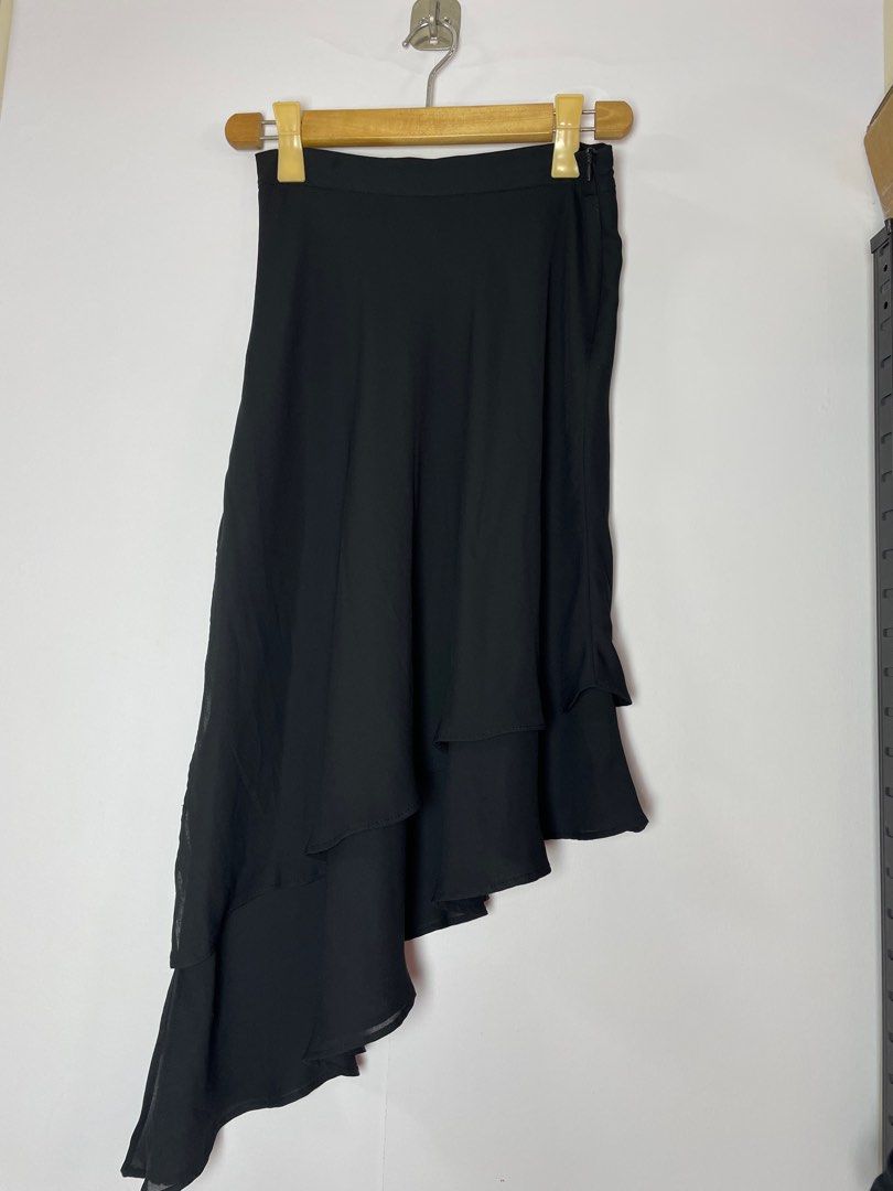 Asymmetrical black skirt zara new arrivals