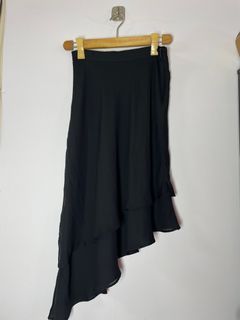 Zara Black Sheer Asymmetrical Skirt Size XxSmall