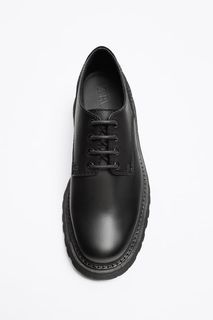 ZARA Leather Chunky Derby Shoes (Black) (Original Price: ₱4,395)
