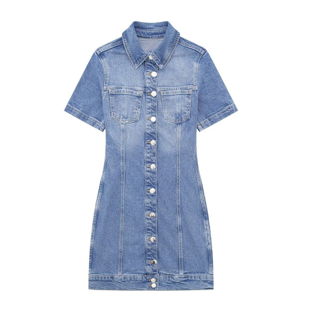 dress denim wanita midi dress jeans wanita Ada Denim Midi Dress