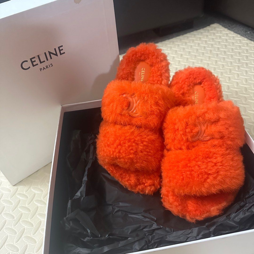 Celine fur slides outlet