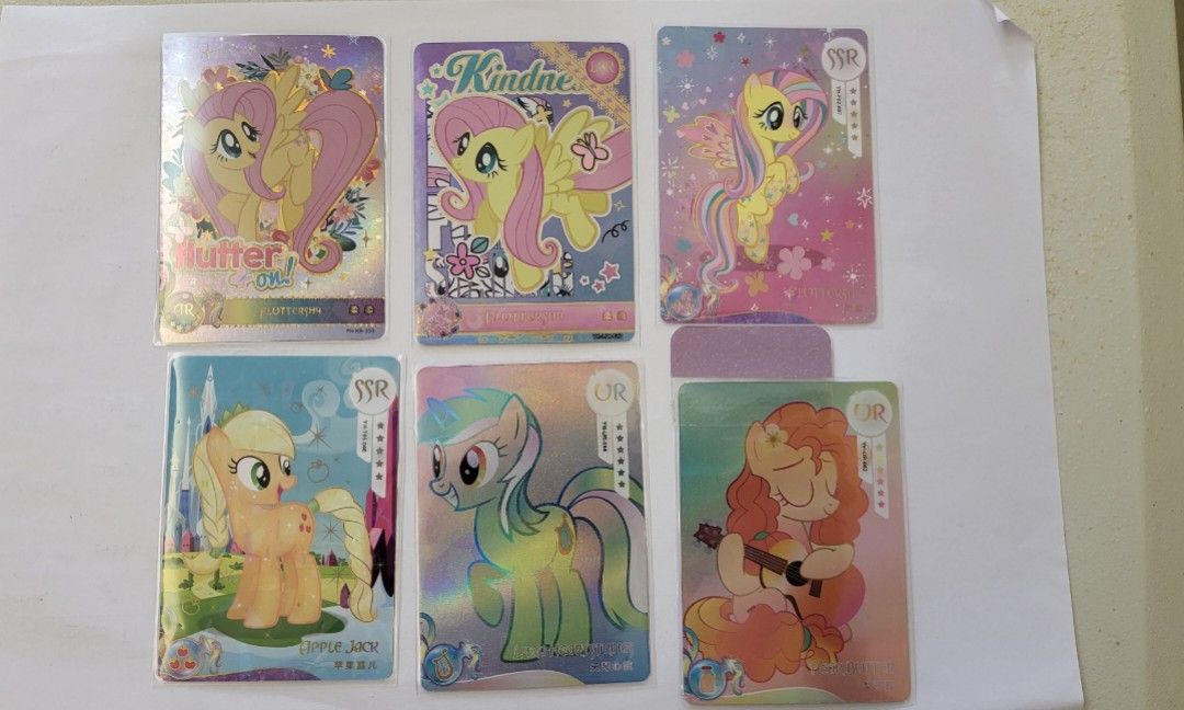 小馬寶莉咭 little pony ssr柔柔 萍果嘉兒ssr 梨子醬ur 天琴心弦ur 柔柔lsr 柔柔ar 一套6張 + 贈品, 興趣及 ...