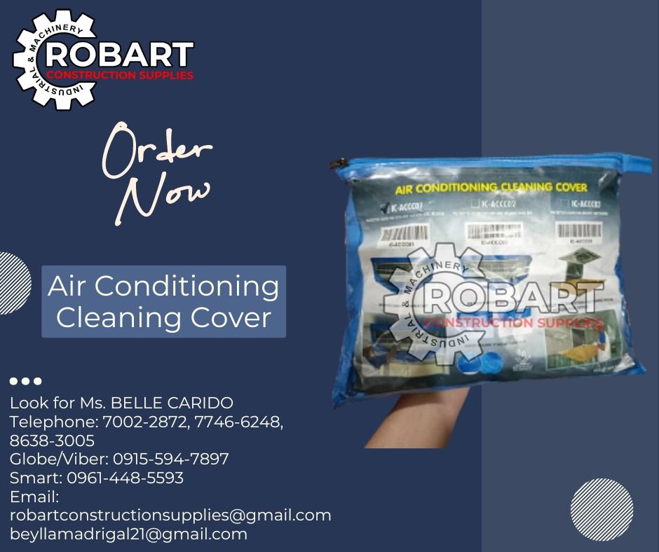 Air Conditioning Cleaning Cover (Category: Construction Tools & Equipment) located in Manila. Submitted by bellarobart (Listing ID 1311802379, Image 1). Description: Aircon Cleaner Bag For split type 1hp 𝑹𝑶𝑩𝑨𝑹𝑻 𝑪𝑶𝑵𝑺𝑻𝑹𝑼𝑪𝑻𝑰𝑶𝑵 𝑺𝑼𝑷𝑷𝑳𝑰𝑬𝑺 #RobartConstructionSupplies #robartph #constructionmaterials #industrialsupply Office Address: 1405 Yuseco St. Sta Cruz Manila SEND US MESSAGE FOR INQUIRIES ‼️‼️ 🔵100% Trusted Supplier 🔵Com
