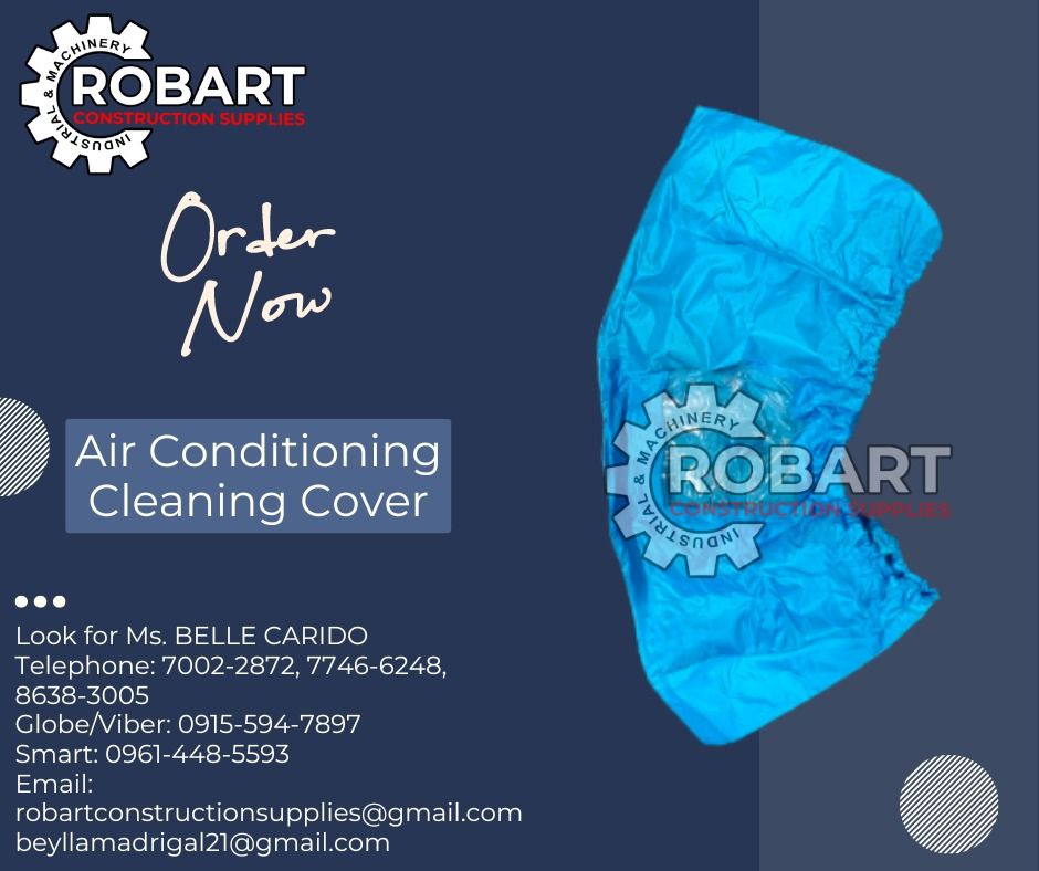 Air Conditioning Cleaning Cover (Category: Construction Tools & Equipment) located in Manila. Submitted by bellarobart (Listing ID 1311802379, Image 2). Description: Aircon Cleaner Bag For split type 1hp 𝑹𝑶𝑩𝑨𝑹𝑻 𝑪𝑶𝑵𝑺𝑻𝑹𝑼𝑪𝑻𝑰𝑶𝑵 𝑺𝑼𝑷𝑷𝑳𝑰𝑬𝑺 #RobartConstructionSupplies #robartph #constructionmaterials #industrialsupply Office Address: 1405 Yuseco St. Sta Cruz Manila SEND US MESSAGE FOR INQUIRIES ‼️‼️ 🔵100% Trusted Supplier 🔵Com