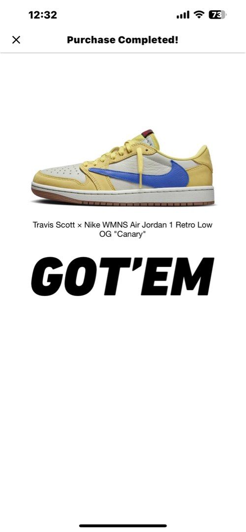 Air Jordan 1 Low OG x Travis Scott Canary Brand new US W12/M10.5