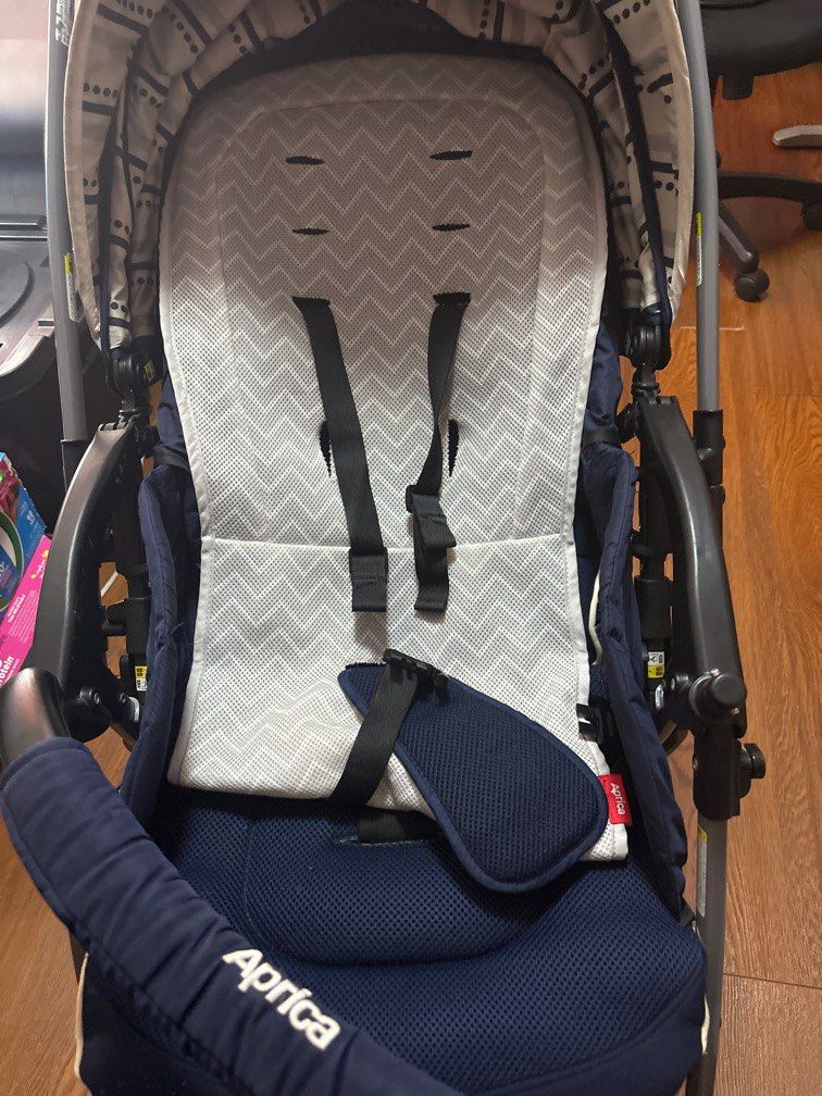 Aprica Luxuna Cushion (Category: Strollers) located in Manila. Submitted by hflores_23 (Listing ID 1311773584, Image 3). Description: Very good condition Aprica Luxuna cushion. Original price ₱35k Good from newborns onward. Aprica is a very good Japanese brand. The seat is well cushioned, adults can sit also. Can be rear facing and forward facing. The handle is reversible. Leather handle. I will also include the seat liner but not the bag hooks. 