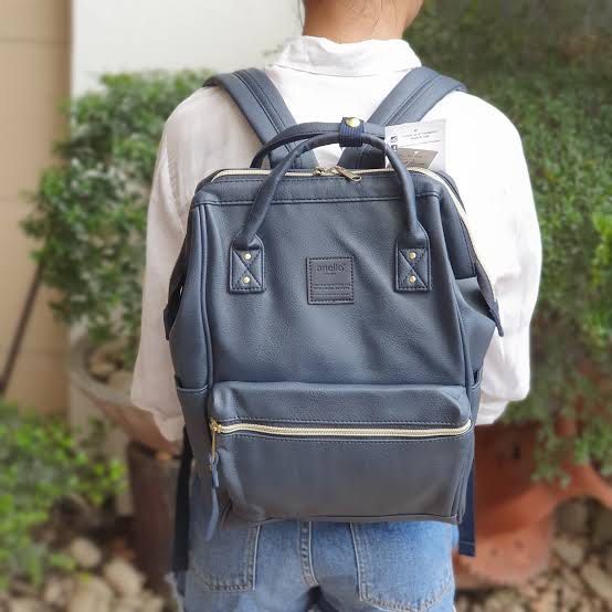 Authentic Anello backpack bag leather navy blue Women s Fashion Bags Wallets Backpacks on Carousell
