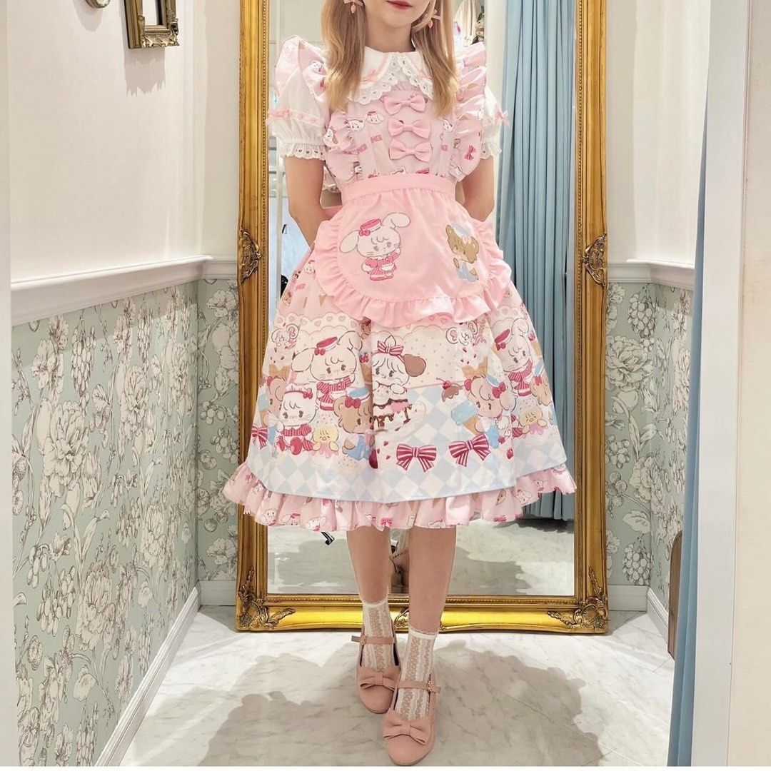 axes femme kawaii mikko 粉色jsk lolita 女裝, 女裝, 連身裙