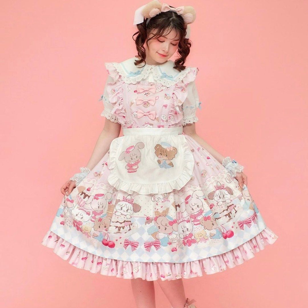 axes femme kawaii mikko 粉色jsk lolita 女裝, 女裝, 連身裙