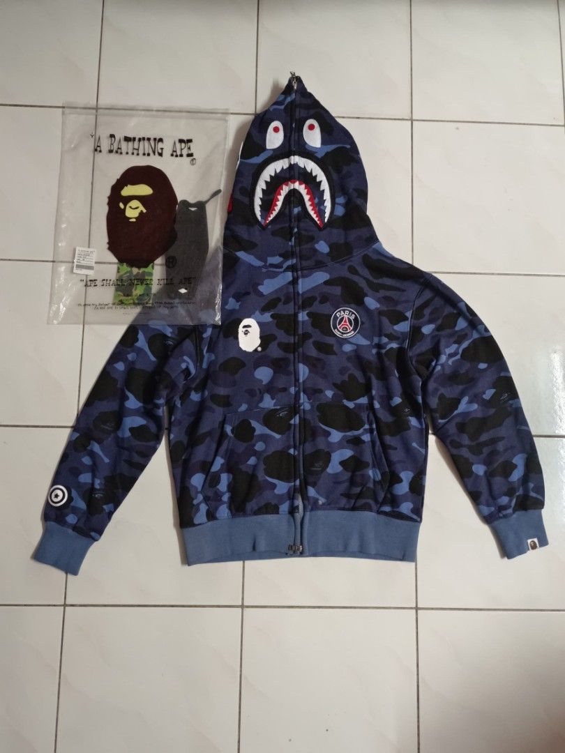 Bape X PSG Hoodie Men s Fashion Coats Jackets and Outerwear on Carousell