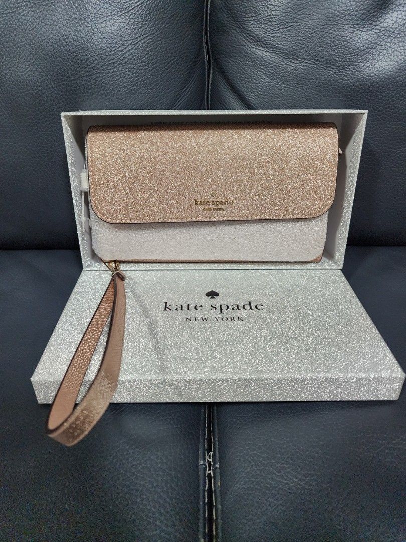Rose gold glitter wristlet store