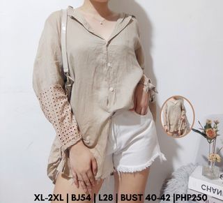 Brown nude color longsleeves plus size formal casual top blouse for women