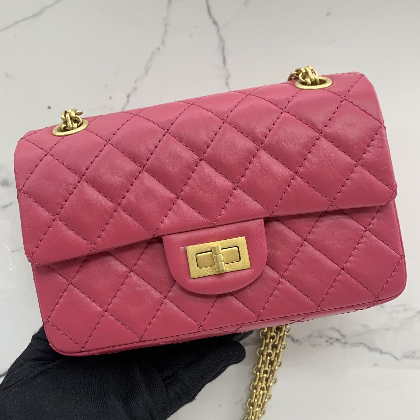 CHANEL AS0874 CALFSKIN PINK 2.55 MINI MICROCHIP CHAIN SHOULDER BAG 247029774 AL Luxury Bags Wallets on Carousell