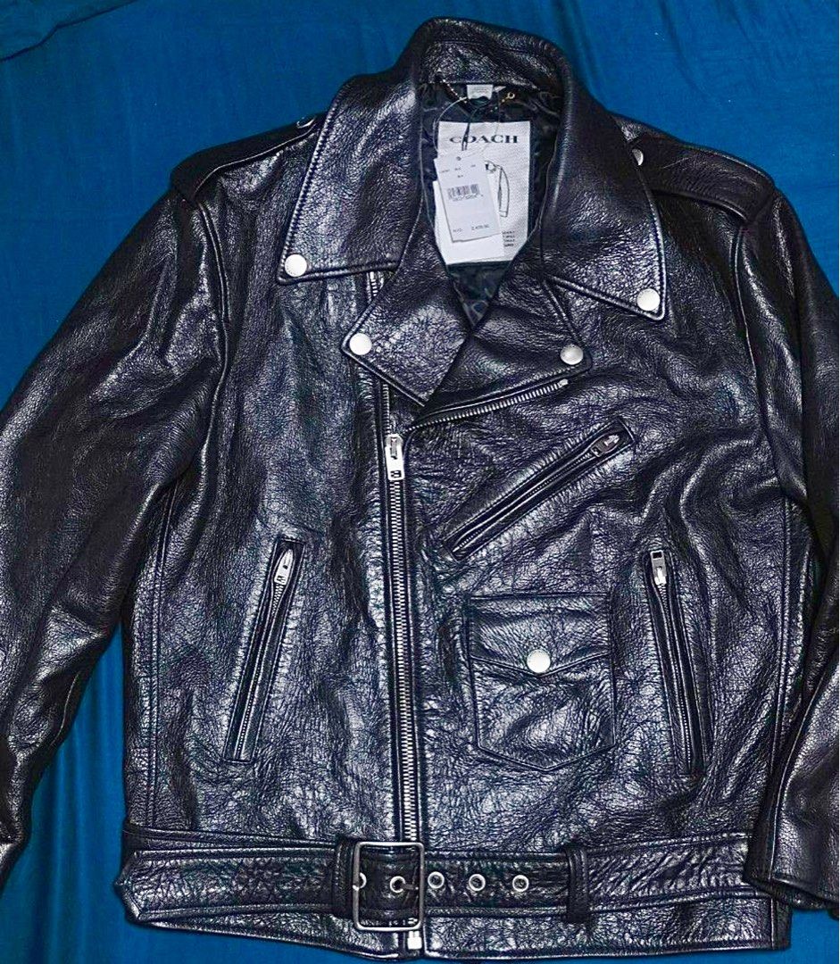 COACH Oversized Leather Biker Jacket (Men's XS), Men's
