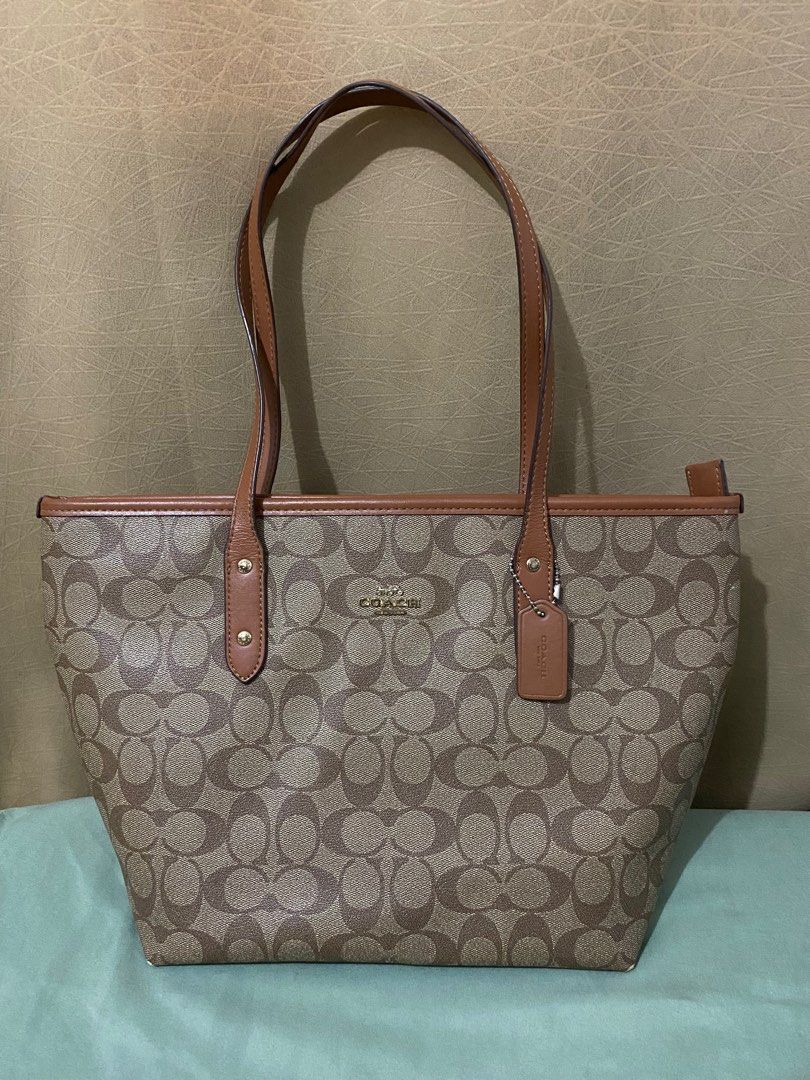 Coach Signature City Zip Tote Bag Authentic, Fesyen Wanita, Tas