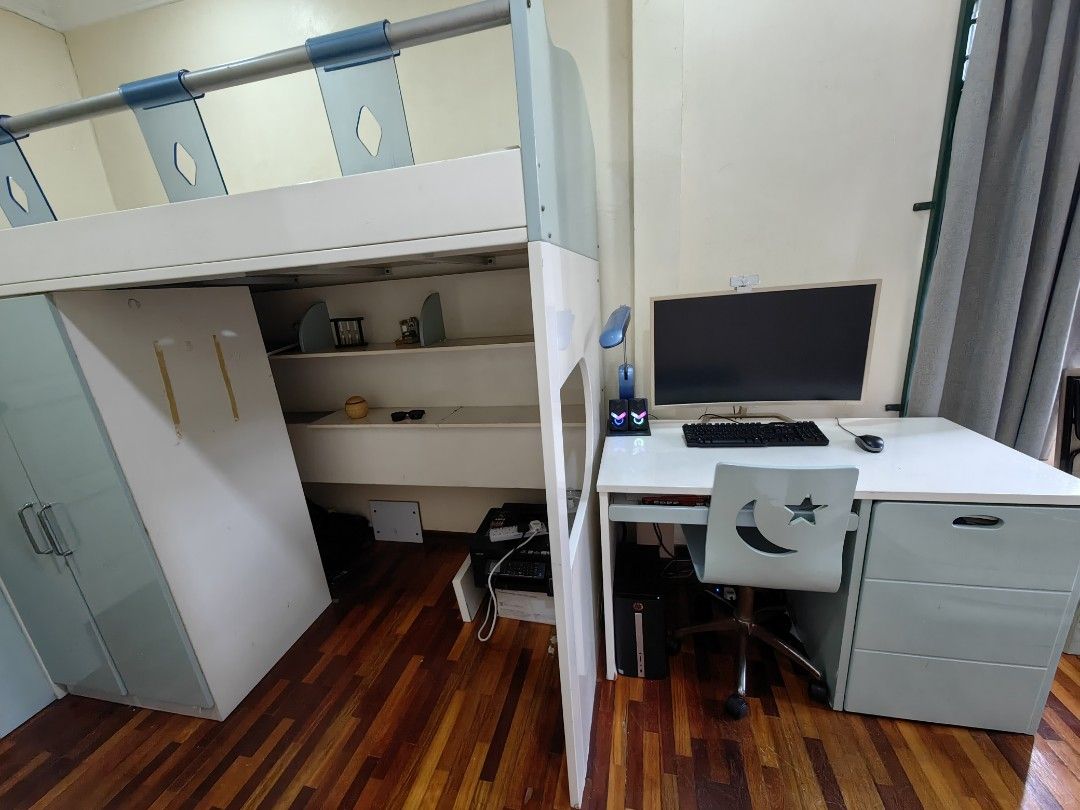 Double-Decker Bed/ Study Table, Furniture & Home Living, Furniture ...