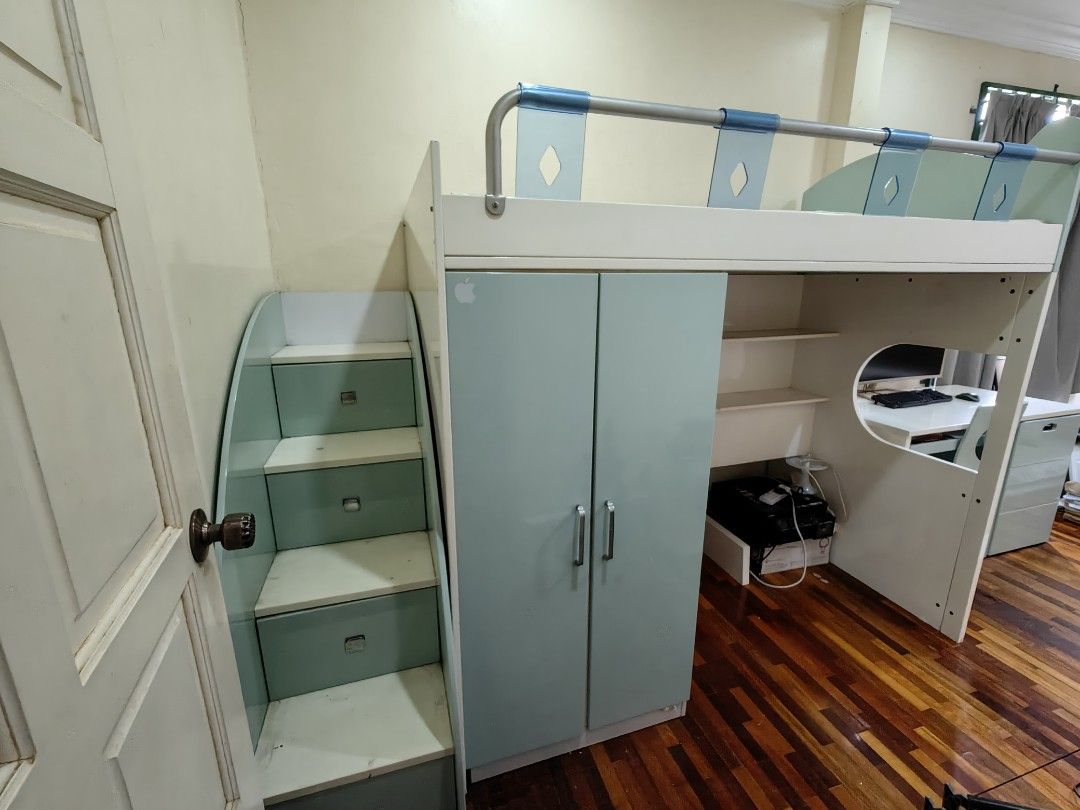 Double-Decker Bed/ Study Table, Furniture & Home Living, Furniture ...