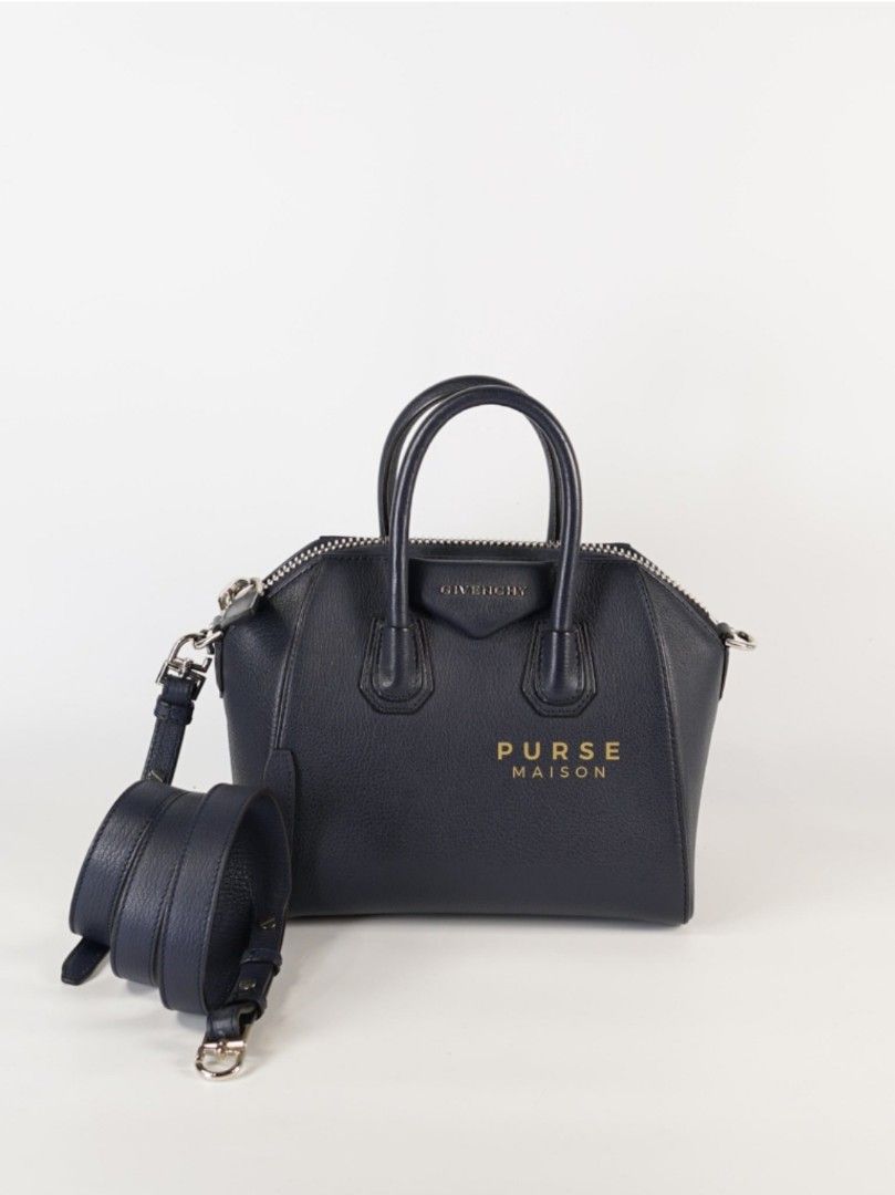 Givenchy Antigona Mini Navy Blue Goatskin Leather Bag Luxury Bags Wallets on Carousell