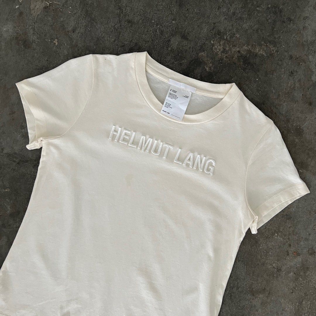 HELMUT LANG SIGNATURE LOGO BABY TEE Women s Fashion Tops Shirts on Carousell