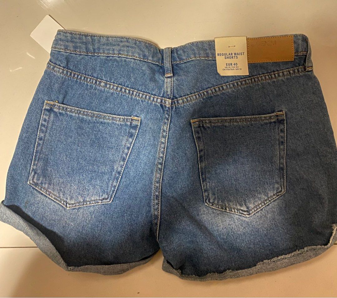 H M Regular Waist Shorts Denim Women s Fashion Bottoms Shorts on Carousell