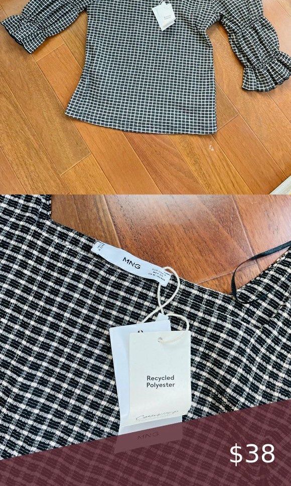 Mango Square Neck Plaid Puff Sleeves Recycled Top (Category: Blouses) located in Quezon City. Submitted by purposefuldecluttering (Listing ID 1291425765, Image 2). Description: No flaw First 2 photos from pinterest, for reference only..