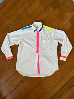Maxmara white crisp long sleeves colorful shirt