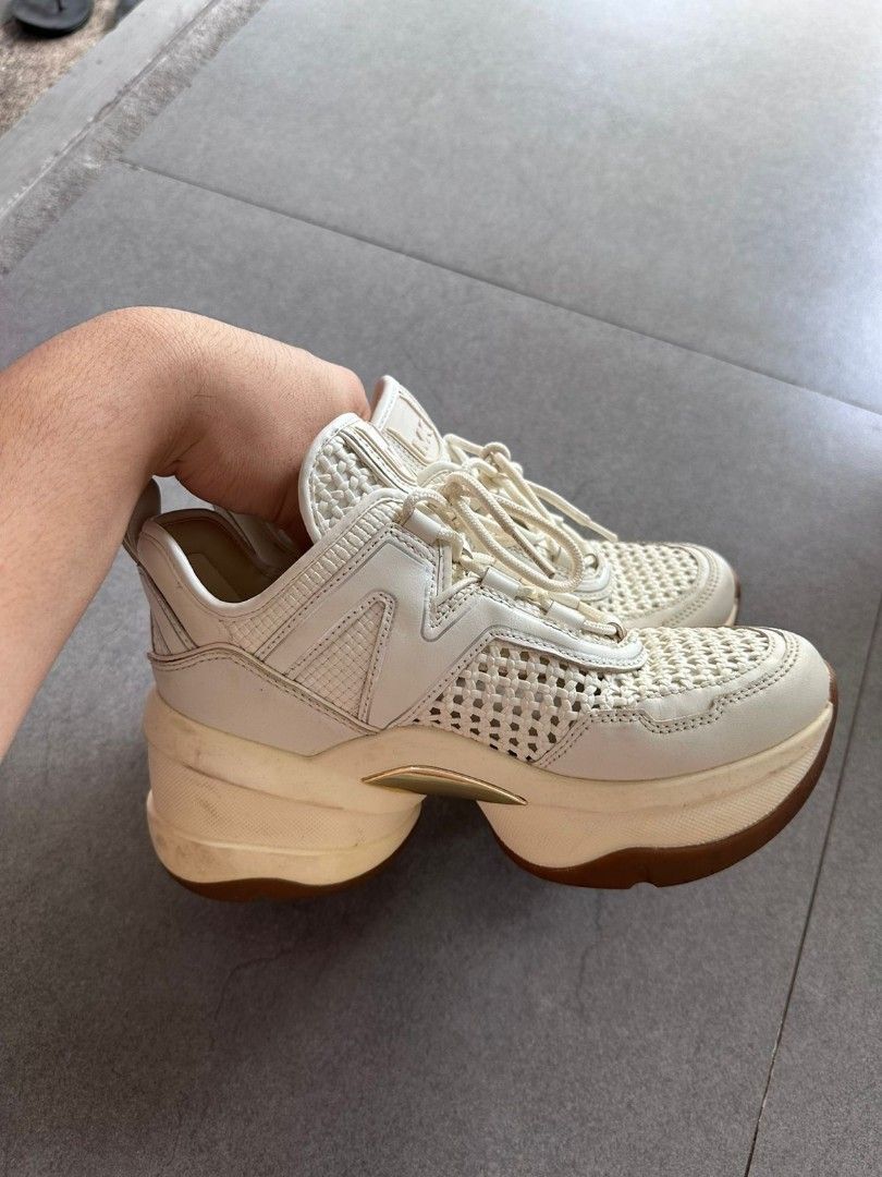 Sneakers Olympia Woven And Leather Trainer NEW Michael Kors