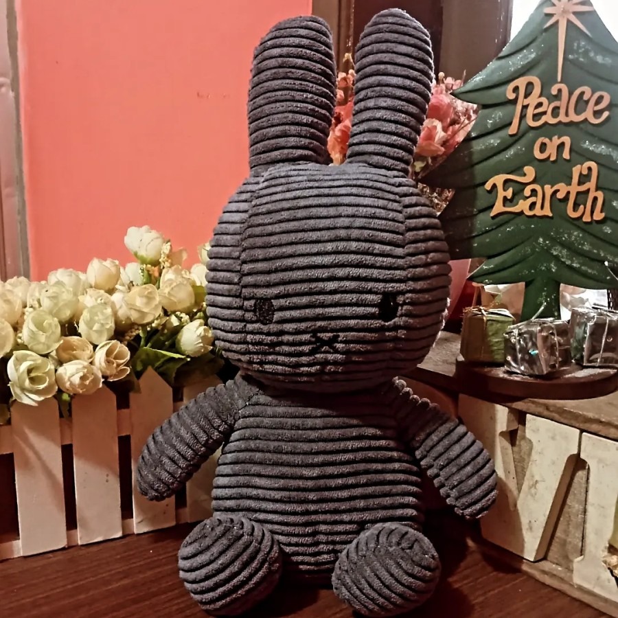 Miffy sitting corduroy dark grey, Toys & Collectibles, Lainnya di Carousell