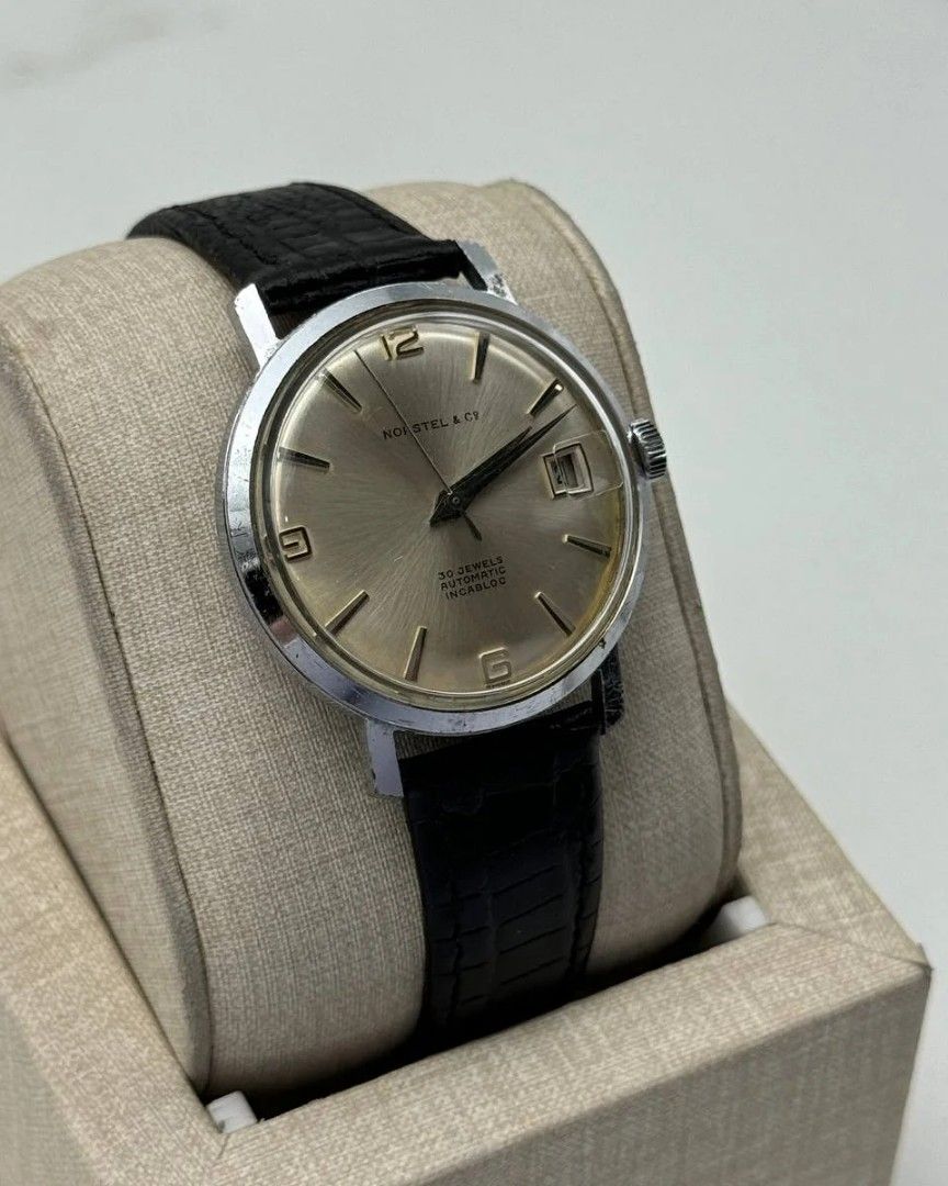 Norstel & Co Incabloc Silver Dial Leather Strap (Category: Luxury Watches) located in Manila. Submitted by _classicwatchcollection (Listing ID 1311782258, Image 2). Description: FS: Norstel & Co Incabloc Silver Dial Leather Strap Php: 6,000 Condition: 8/10 (Goodworking) Movement: Automatic Case size: 34mm Unit only. Pm or Contact 09063027061 for inquiries..