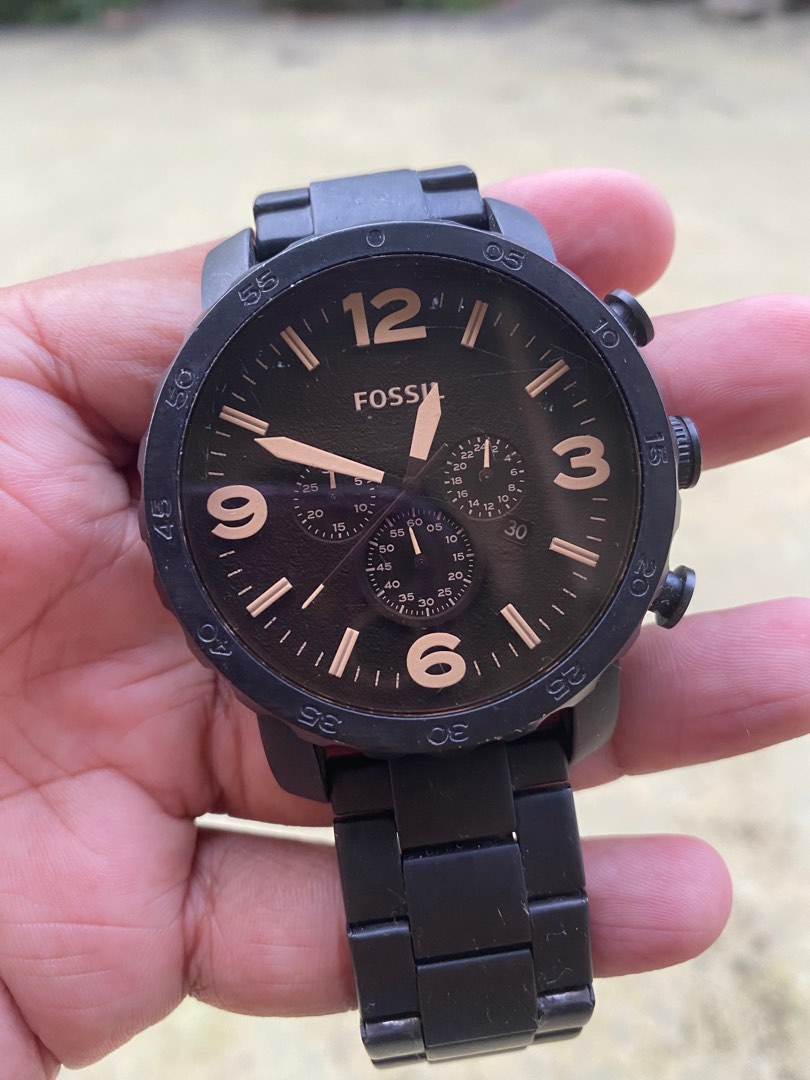 Original Fossil Nate JR1356 Chronograph Stainless Steel Watch Men s Fashion Watches Accessories Watches on Carousell