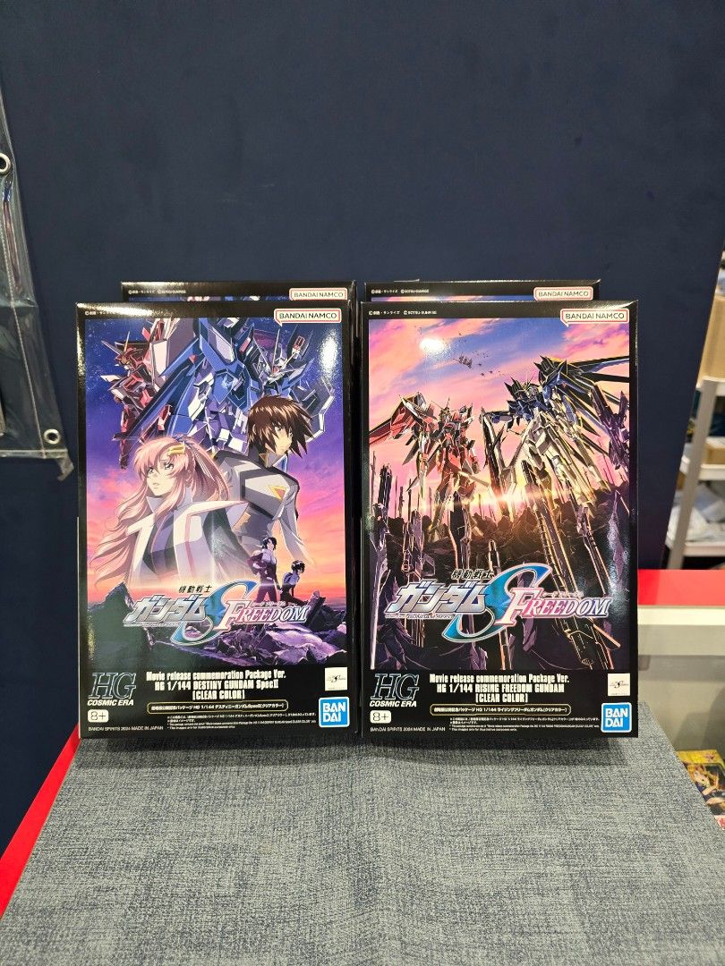 P-Bandai HGCE (Movie Commemoration Packgae Ver) - Rising Freedom & Destiny Gundam Spec II (Clear) Set (Category: Gundam Model Kits) located in Singapore. Submitted by gundamania_hobbyshop (Listing ID 1311717721, Image 1). Description: [INSTOCK] Location➡️ YewTee Point, #01-45 🔥 Last set available. (only selling as a set) 🔥 Limited release! 🔥 100% authentic P- Bandai 🔥 Singapore local seller 🔥 Been active in hobby market for more than 5 years