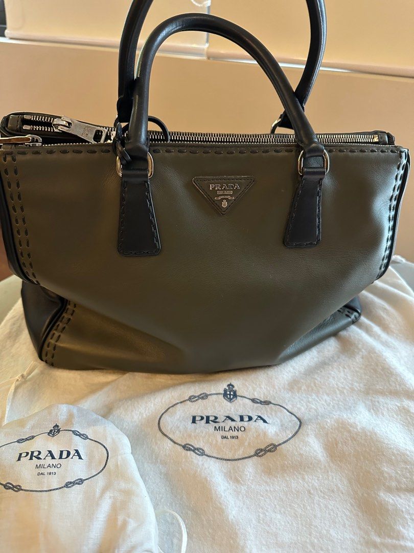 Prada Bag Staffiano (Category: Luxury Bags & Wallets) located in Marikina City. Submitted by am.psalms (Listing ID 1311830404, Image 2). Description: Prada bag Original comes with pouch and paper bag slightly used. Calf leather 2 colors has authenticity card😀.