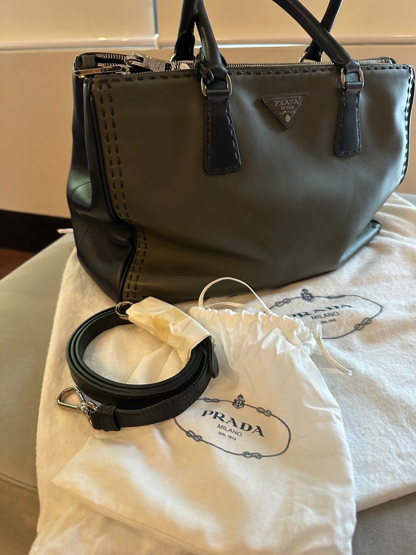 Prada Bag Staffiano (Category: Luxury Bags & Wallets) located in Marikina City. Submitted by am.psalms (Listing ID 1311830404, Image 3). Description: Prada bag Original comes with pouch and paper bag slightly used. Calf leather 2 colors has authenticity card😀.