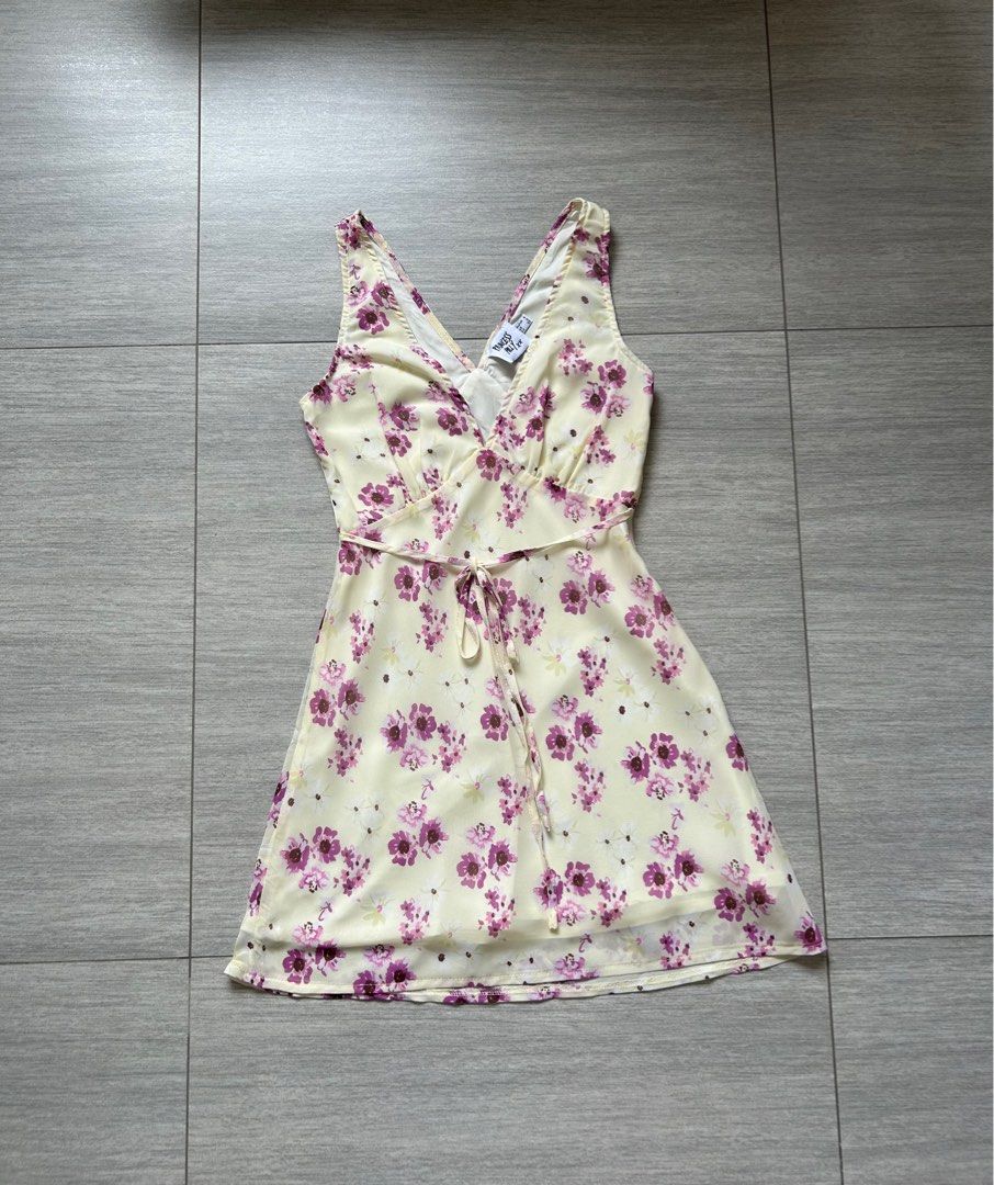 strapless open back dress Amaria Sweetheart-Neck Micro Mini Dress in Pastel Yellow main image 0