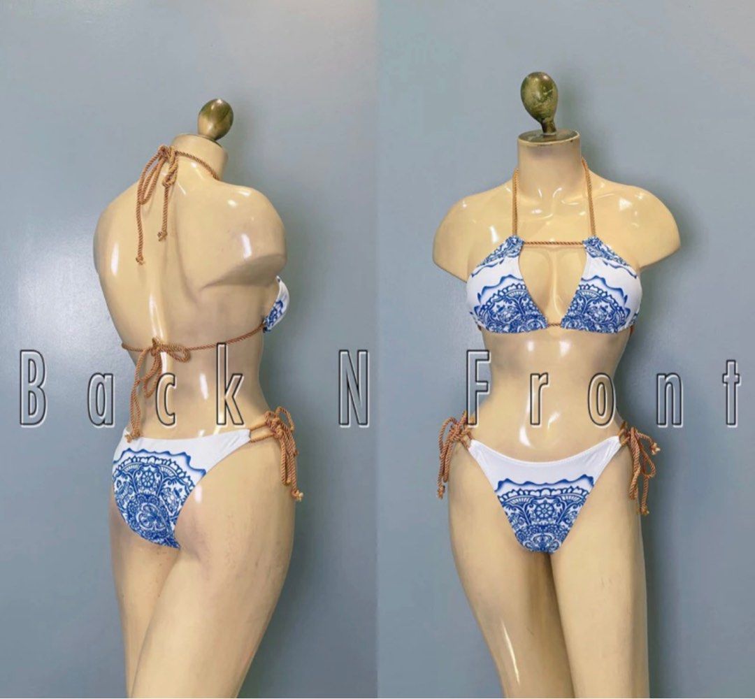 S/M blue and white bikini two piece self tie (Category: Bikinis & Swimsuits) located in Taguig. Submitted by hellomariie (Listing ID 1311752032, Image 1). Description: Brand new.
