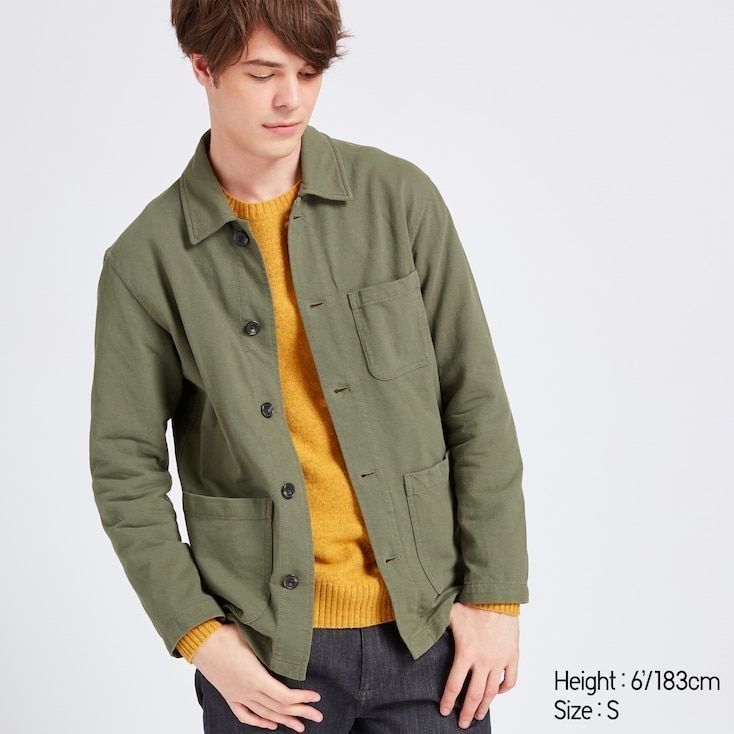 Men washed jersey work jacket uniqlo top