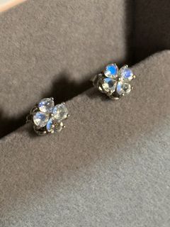 藍光 月亮石 花花 銀 耳環 耳釘64211993883393110