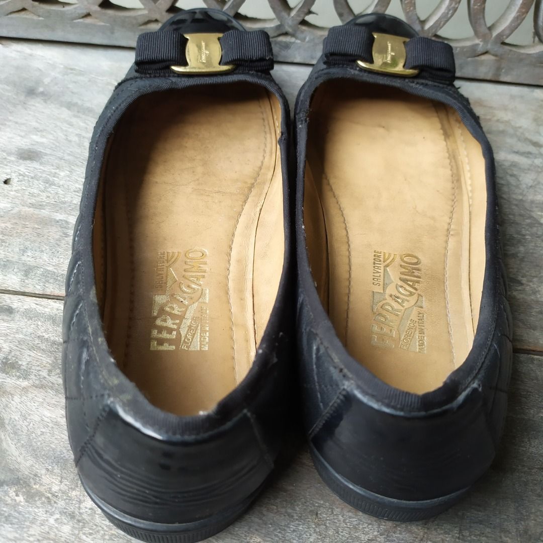 Authentic SALVATORE FERRAGAMO Rufina Quilted Ballet Flats 800 retail US SIZE 9.5 M Women s Fashion Footwear Flats Sandals on Carousell