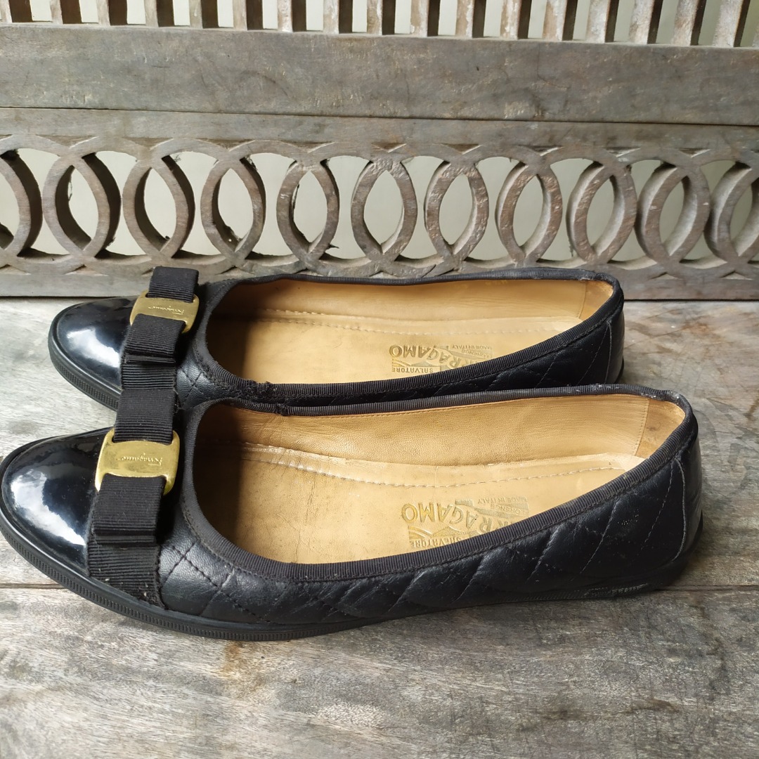 Authentic SALVATORE FERRAGAMO Rufina Quilted Ballet Flats 800 retail US SIZE 9.5 M Women s Fashion Footwear Flats Sandals on Carousell