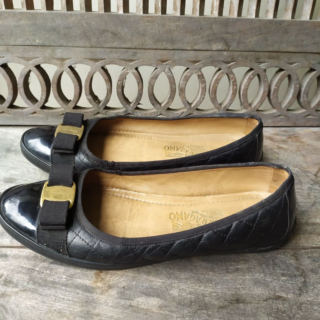 Authentic SALVATORE FERRAGAMO Rufina Quilted Ballet Flats 800 retail US SIZE 9.5 M Women s Fashion Footwear Flats Sandals on Carousell