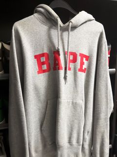 Bape happy new year spell out hoodie grey top