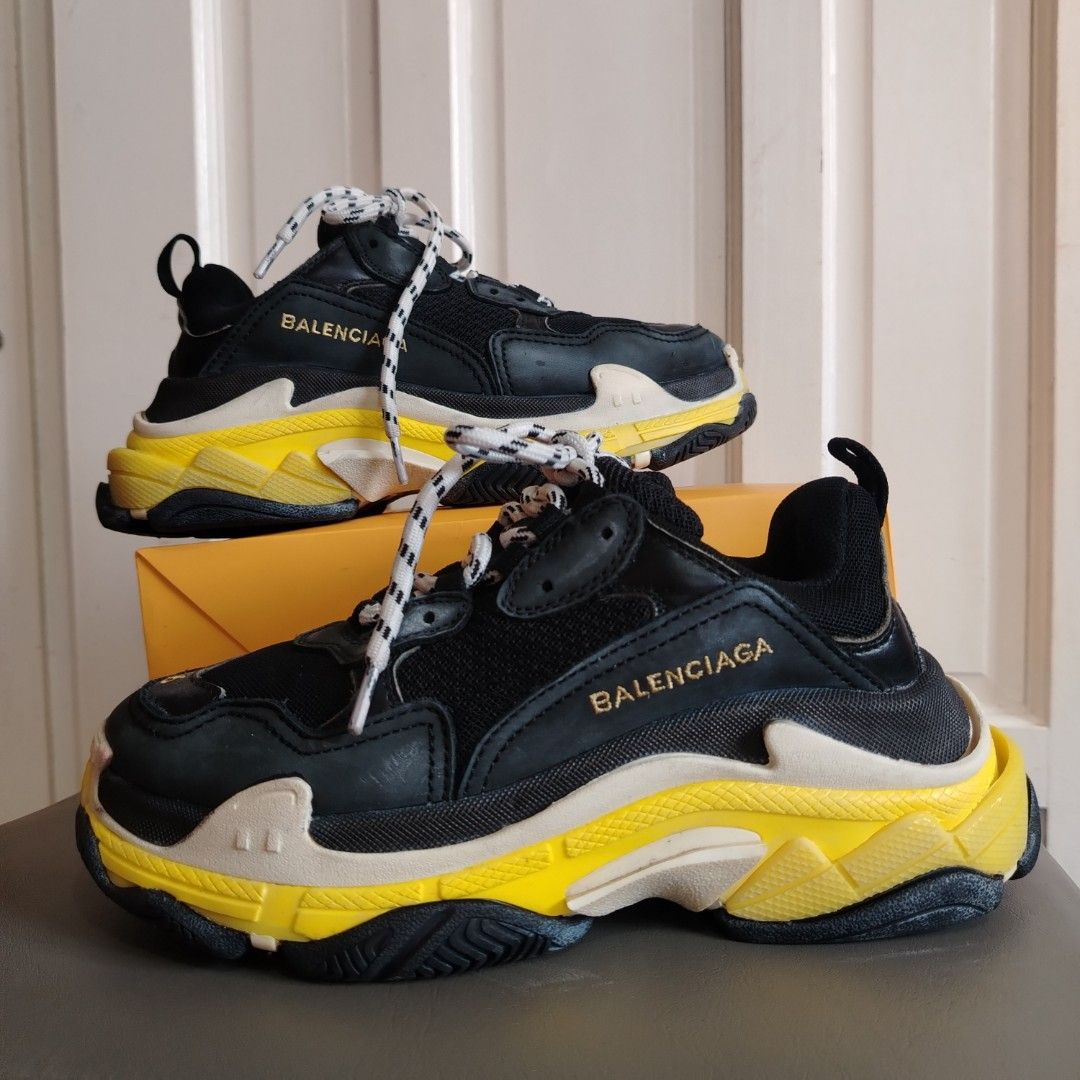 Black and yellow Balenciaga triple S sneaker Luxury Sneakers Footwear on Carousell