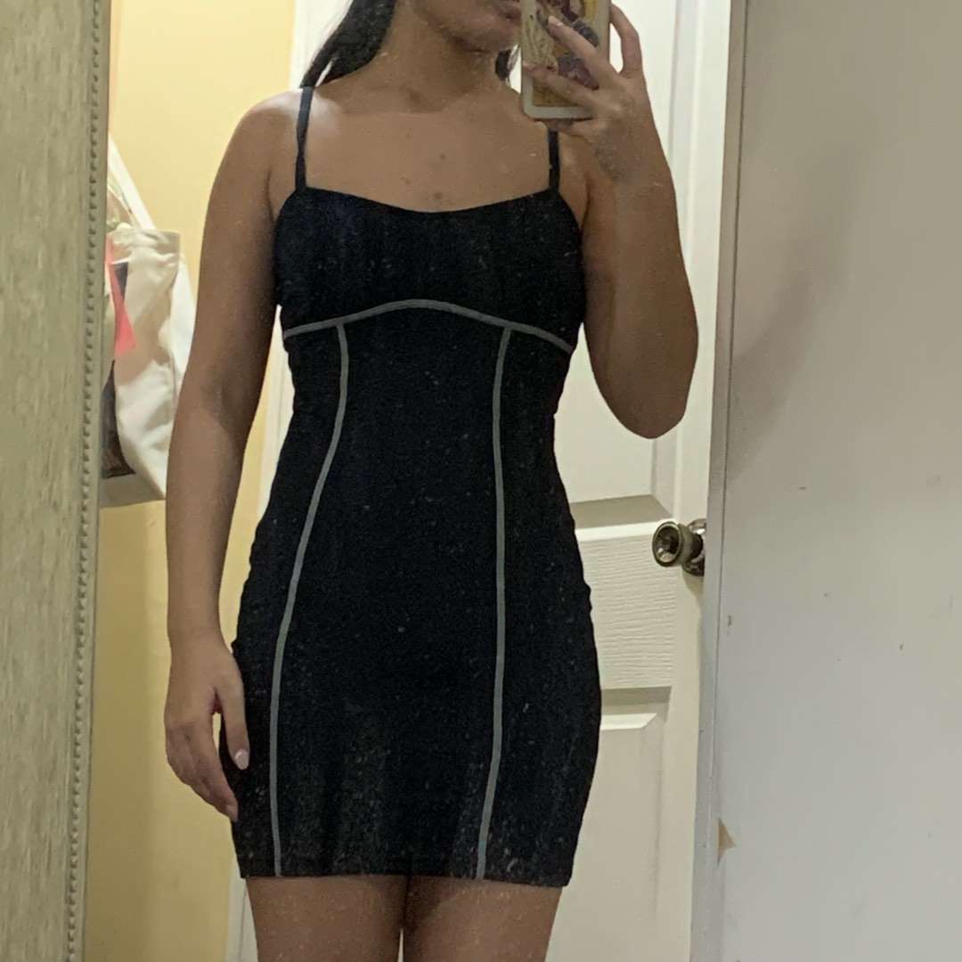 Women's Colorblock Black Bodycon Mini Dress