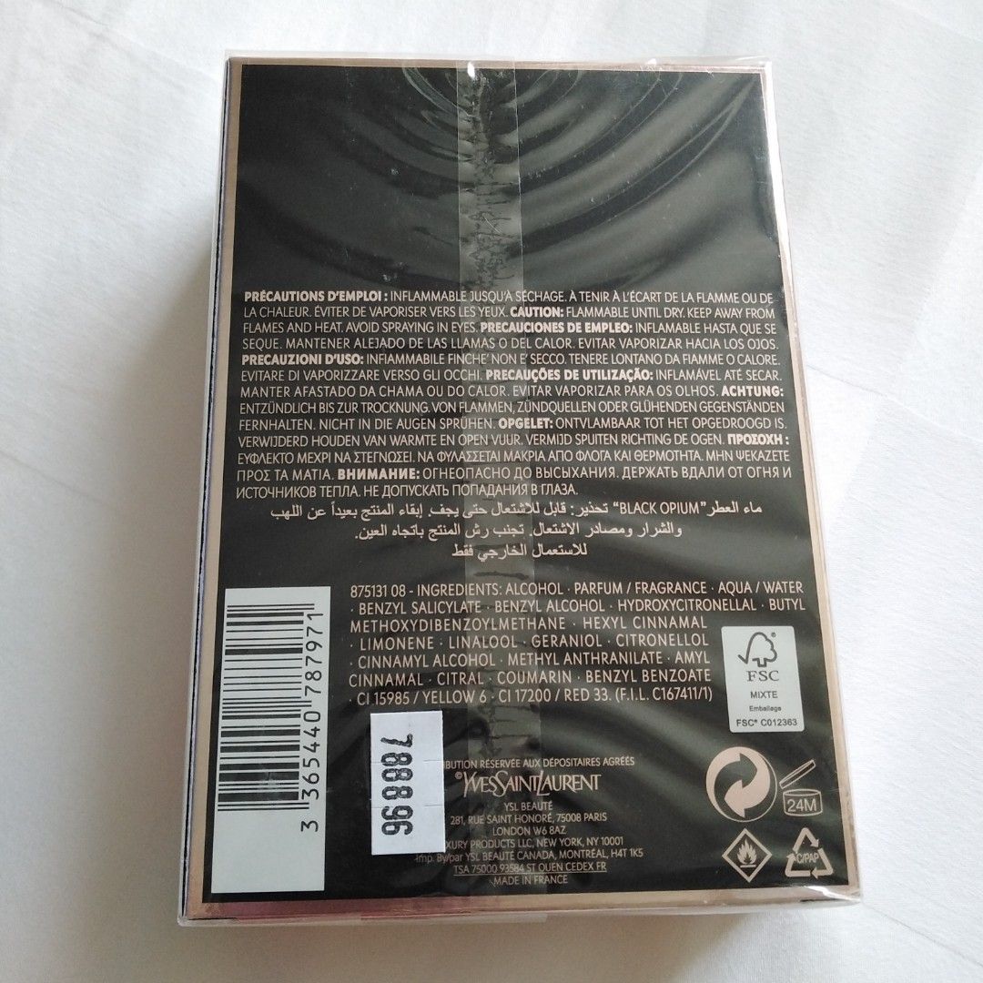 Black Opium Eau de Parfum (Category: Fragrance & Deodorants) located in Cainta. Submitted by roweb (Listing ID 1313533906, Image 2). Description: Black Opium EdP by YSL 90ML Brand new, sealed and original Selling low, kindly refrain from lowballing Delivery via lalamove or Lbc Sf c/o buyer Mode of payment: Gcash.