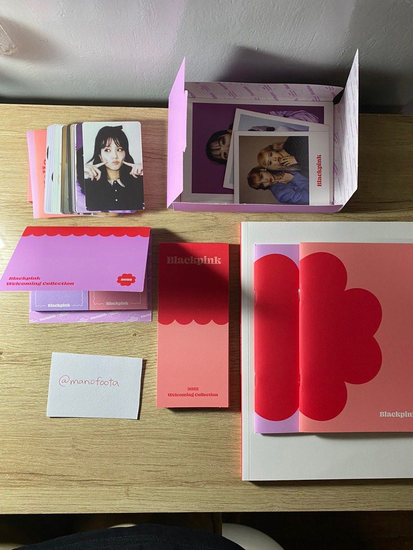 Blackpink 2022 Welcoming Collection (Category: K-Wave Merchandise) located in Quezon City. Submitted by xalian.closet (Listing ID 1313514760, Image 3). Description: Condition: - unsealed - complete inclusions with POB (pre order benefit) - has some dents because of shipment - has signs of usage but for calendar only - scan card was only used once *Negotiable Price.